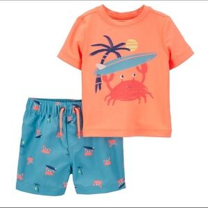 Carter’s Baby Boy Swimwear Trunks Rashguard NWT Crab